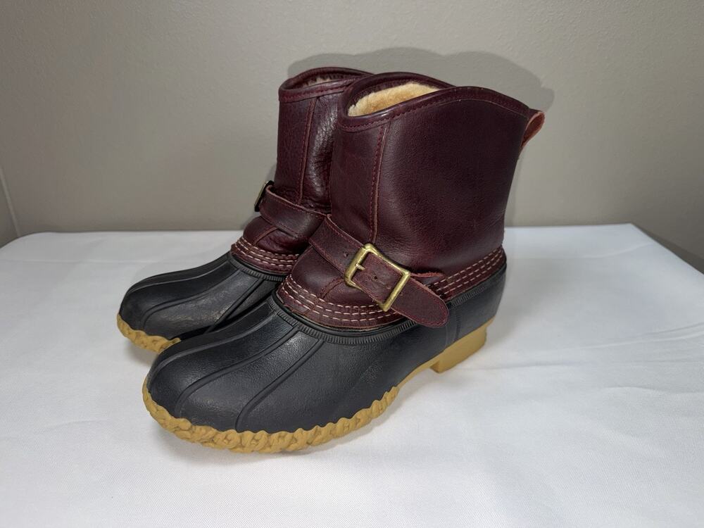 L.L.Bean Luxe Shearling Lounger Sz 8 Boots Burgundy Buckled Limited Ed Sold Out